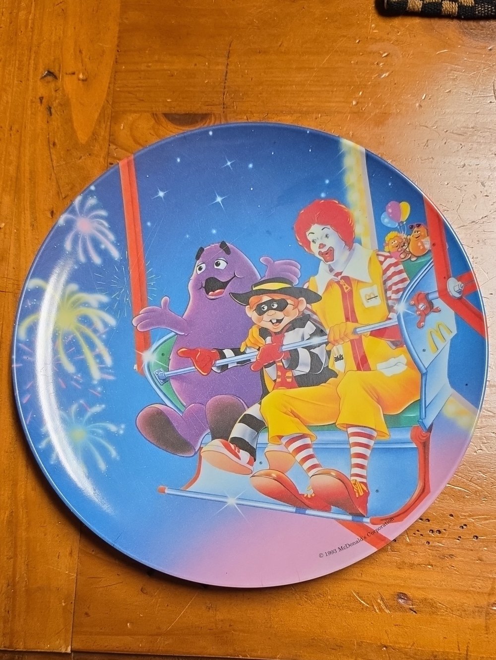 Vintage 1993 McDonald's Plate with Ronald, Grimace & Hamburglar